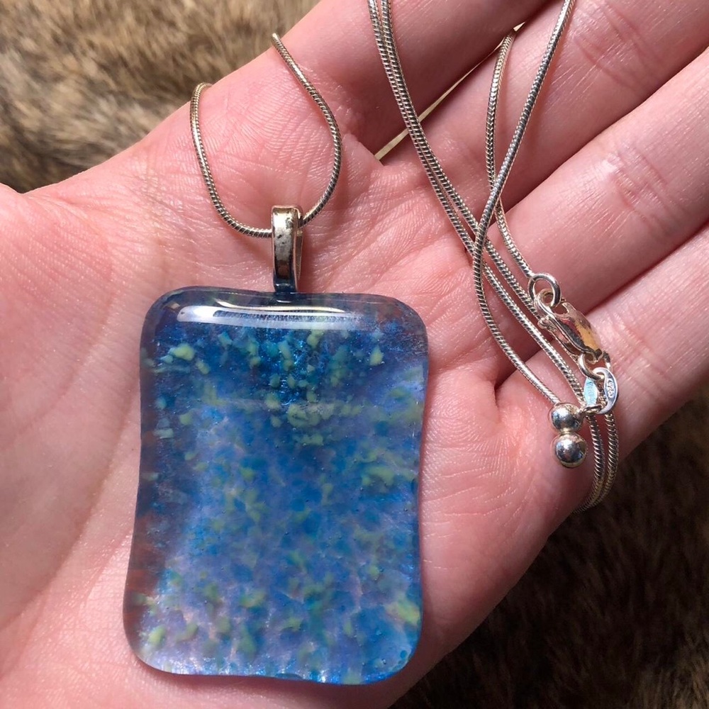 Blue and green glass pendant